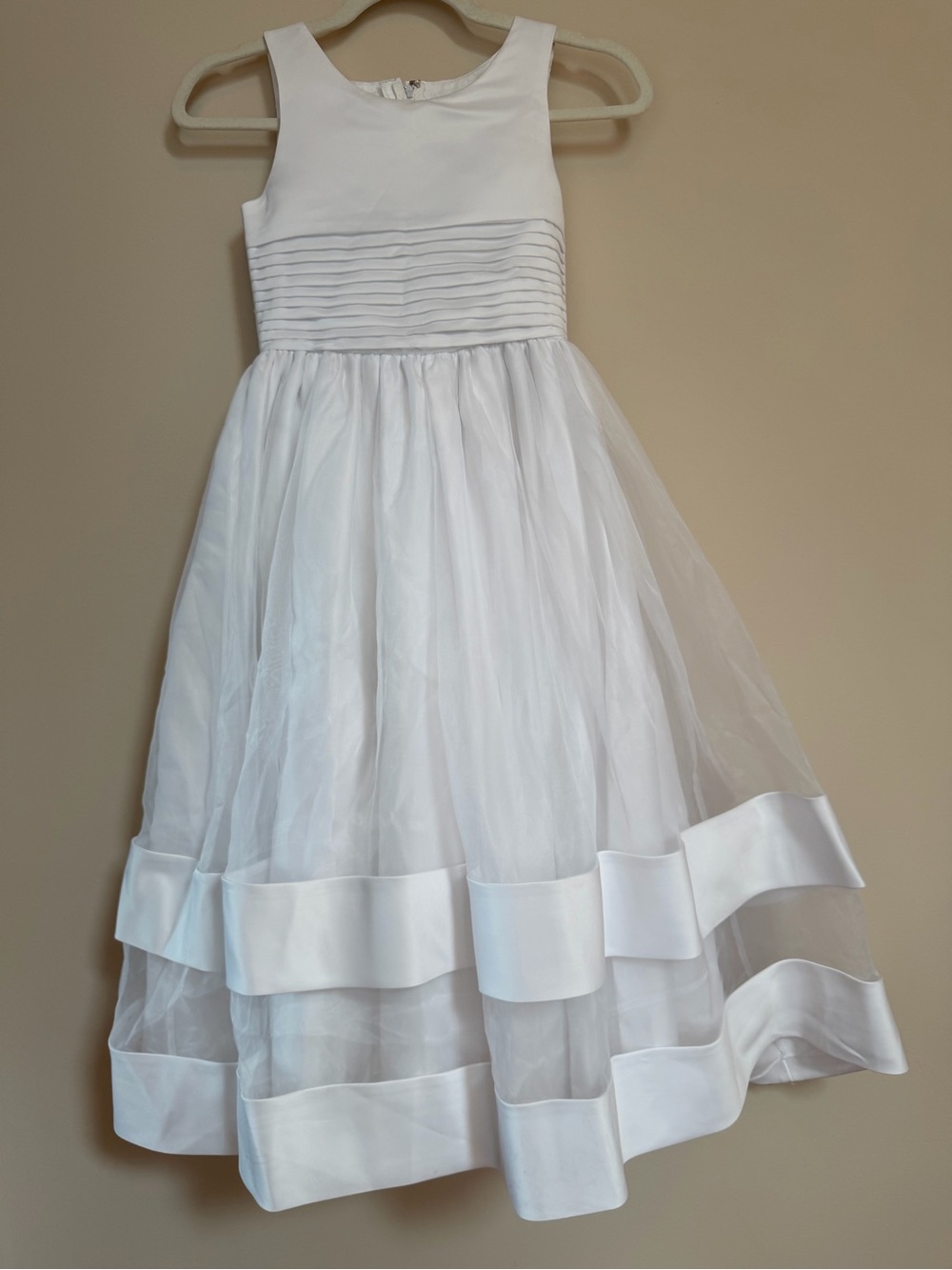 White Tulle Overlay Girls Party Dress